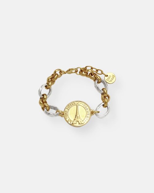 PULSERA 1 MONEDA BICOLOR VOYAGE ORO