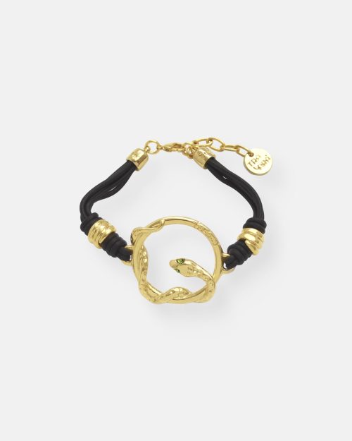PULSERA CUERO SALVAJE ORO